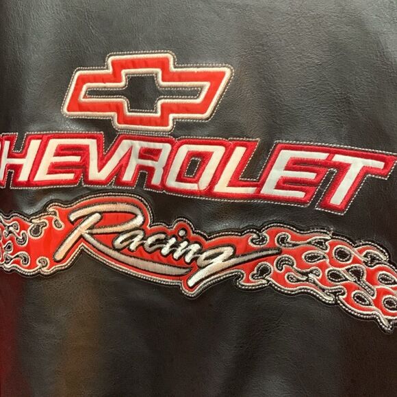 Vintage 90s Chevrolet Wool Baseball Bomber Jacket Faux Leather Sleeve XXLarge 2X - Picture 10 of 16